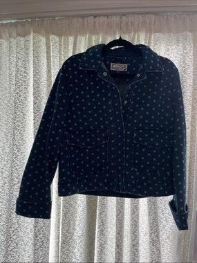 Vintage Style Polka Dot Jacket - Navy